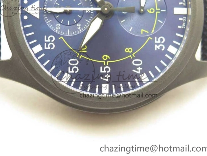 MIROTIME 0304 Reliable Pilot Chrono Blue Angels Black Ceramic ZF Best Edition on Blue Leather Strap A 7088